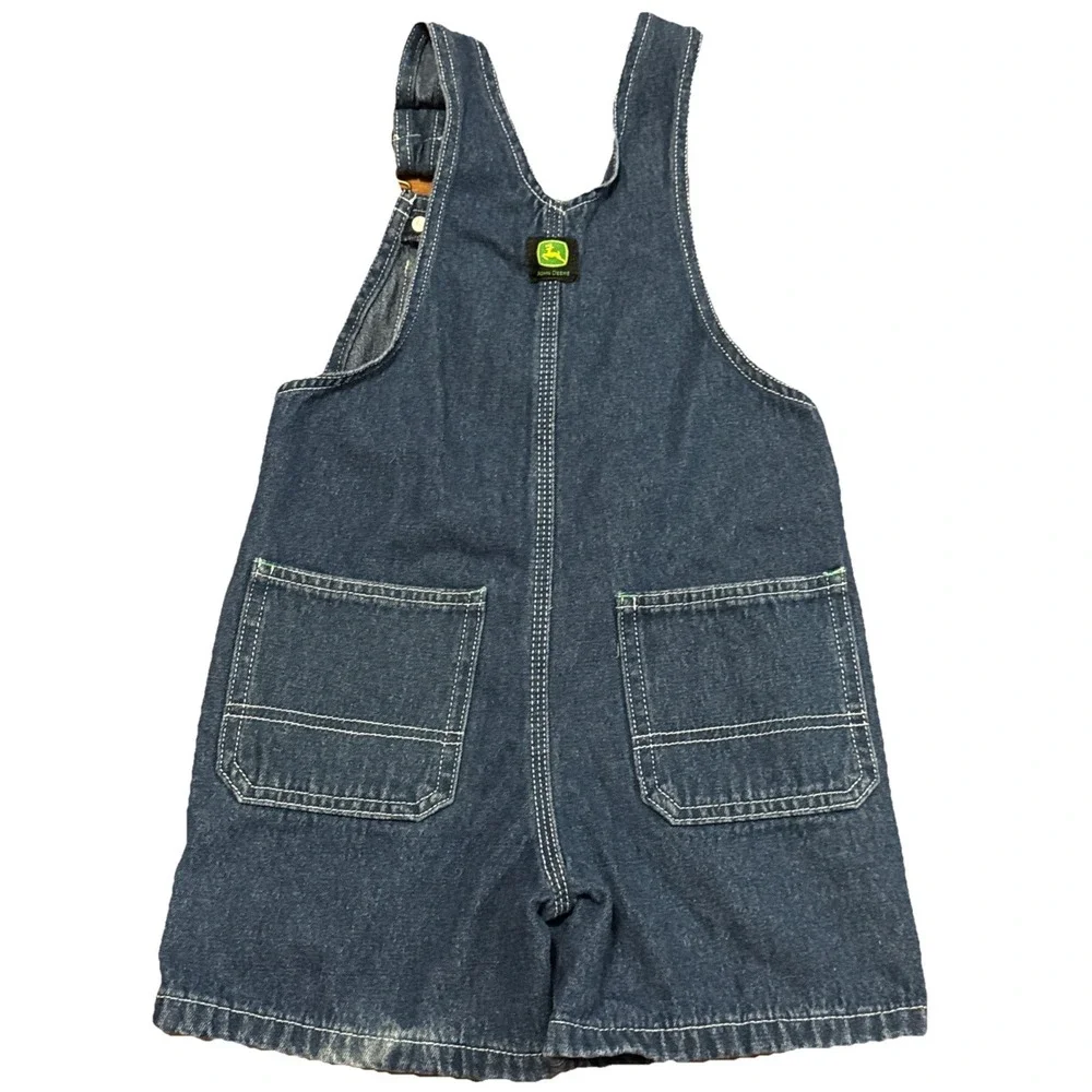 John‎ Deere Toddler Denim Bib Overalls Logo Size 4T Shorts Country Tractor Boys - Picture 3 of 7